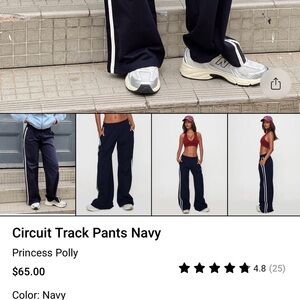 Princess Polly Dark Blue Track Pants